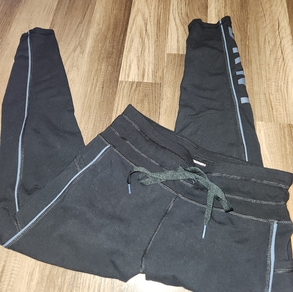 Dkny Logo Leggings Black Size Large Drawstring Waist - Picture 1 of 3